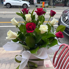 10 roses with green leaves
